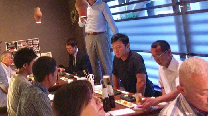 Dinner with Hiroshima prefecture and Chugoku area koi breeders.