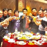 Dinner party with Myanmar koi club members Singapore koi dealer Max san and Japanese koi breeders.