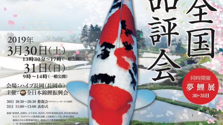 36th All Japan Young Koi show 30-31 March 2019.